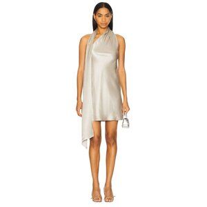 Auteur Studio Cassidy Dress in Grey Small New Womens Silver Satin Mini